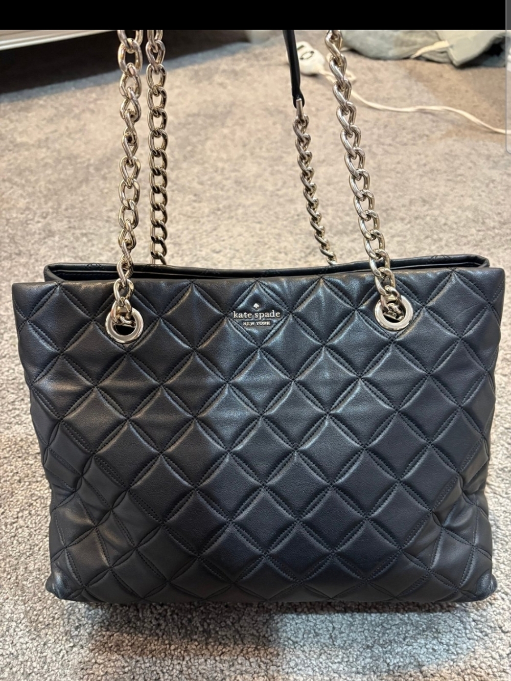 kate spade Black Quilted Leather Chain-Handle Tote